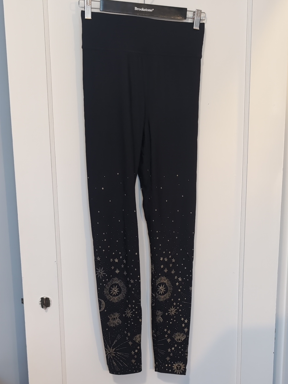 Carbon38 Black Leggings with Metallic Starburst Print